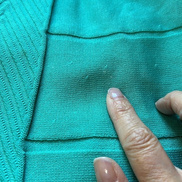 Cynthia Steffe Nola Textured Knit Fit Flare Shirtdress Chevron Dress Green Sz S - Picture 16 of 16